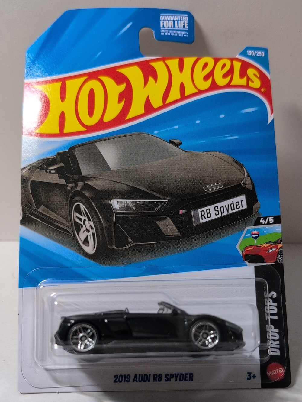Hot Wheels 2019 Audi R8 Spyder Drop Tops Black Mattel NEW Ships Secure In Box